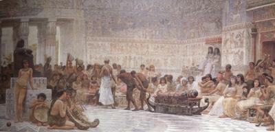 Alma-Tadema, Sir Lawrence Edwin Long,An Egyptian Feast (mk23) France oil painting art
